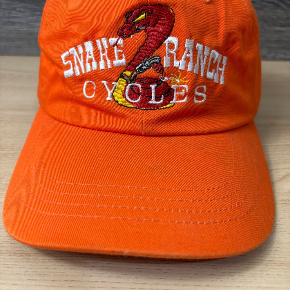 Snake Ranch Cycles Hat Cap Strap Back Orange Adjustable - Picture 4 of 12